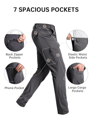 Cycorld Men's Hiking Pants Lightweight: Quick Dry Breathable Water-Resistant Stretch for Outdoor Fishing Travel