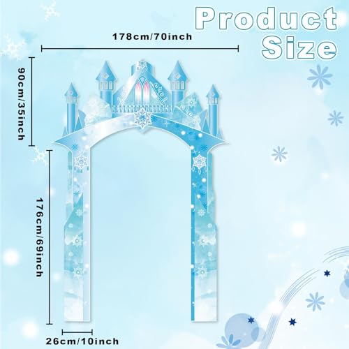 Polyester Fabric 104×70inch Winter Snow Castle Party Door Banner Wonderland Door Decoration Ice Snow Themed Backdrop for G...
