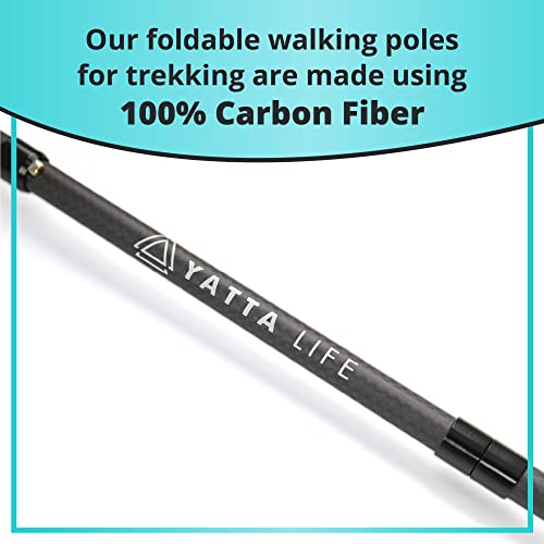 A001 Trekking Poles Carbon Fiber, Collapsible Folding Walking Stick, 5-Section Adjustable Telescopic Pole with Cork Grip, ...