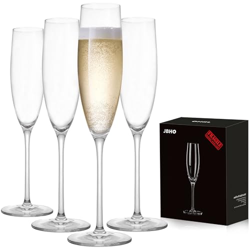 JBHO Champagne Glasses-Elegant Flutes-Gift-Box-Hand Blown Champagne Flutes Glass-100% Lead-Free Premium Crystal - Gift Ide...