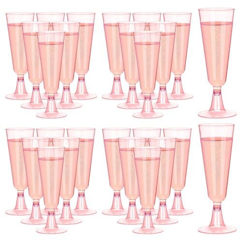 mwellewm 50 Pcs Plastic Champagne Flutes, Disposable Clear Champagne Glasses 5oz Plastic Wine Glasses, Assemble Champagne ...