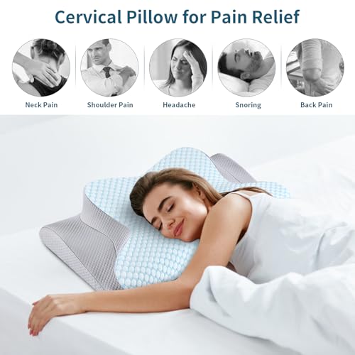 Neck Pillow Cervical Memory Foam Pillows for Pain Relief Sleeping, Contour Pillow for Shoulder Pain, Ergonomic Orthopedic ...