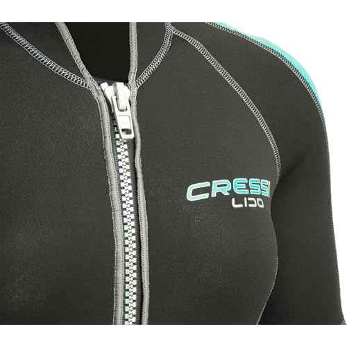 Cressi Lido 2 mm Lady Short Sleeves Short Wetsuits, Black/Aquamarine, 2 mm, L