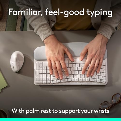 Logitech Wave Keys & Lift Vertical Mouse - Ergonomic Wireless Keyboard and Mouse Combo - with Cushioned Palm Rest, Easy-Sw...