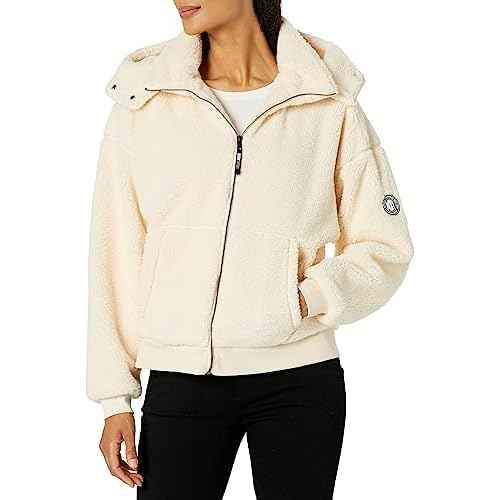DKNY womens Sport Hooded Roebling Fleece Jacket