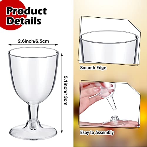 Thenshop 200 Pack 6 oz Disposable Plastic Wine Glasses with Stem, Clear Wine Glasses Cups for Weddings Birthdays Bridal Sh...