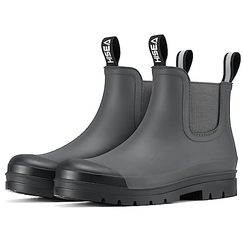 HISEA Women's Short Rain Boots Fashion Waterproof Chelsea Boots Ankle Garden Shoes for Ladies Non Slip Outdoor Work Bootie...