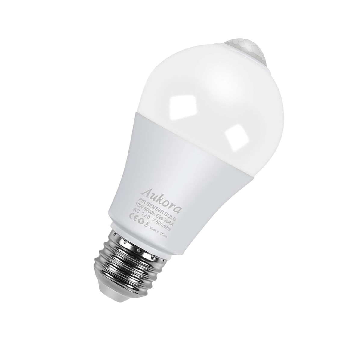 Motion Sensor Light Bulbs, Aukora 12W (100-Watt Equivalent) E26 Motion Activated Dusk to Dawn Security Light Bulb Outdoor/Indoor for Front Door Porch Garage Basement Hallway Closet(Cold White 1 Pack)