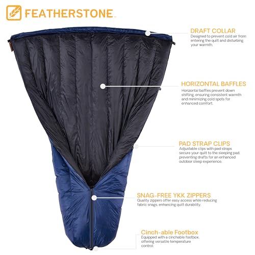 Featherstone Moondance 25 850 Fill Power Down Top Quilt Mummy Sleeping Bag Alternative for Ultralight Backpacking Camping ...