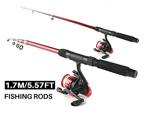 Telescopic Fishing Rod Reel Combo 2pcs 5.9FT/6.89FT Collapsible Fishing Pole Spinning Reel Lures Tackle Bag All-in-one Fis...