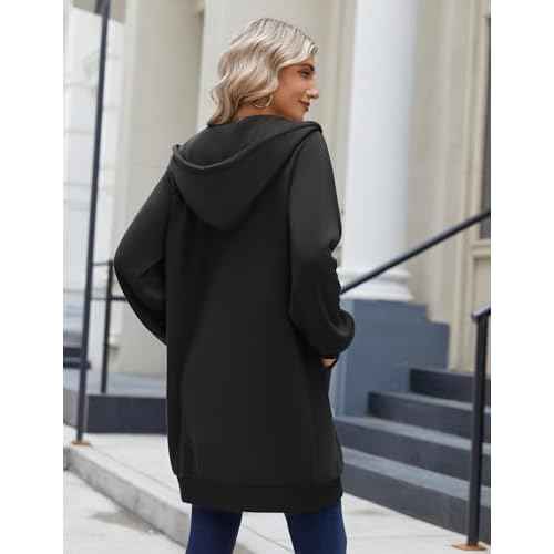 Zeagoo Women's Zip Up Hoodies Long Tunic Sweatshirts Long Sleeve Oversized Fleece Casual 2025 Fall Jacket Coat with Pocket