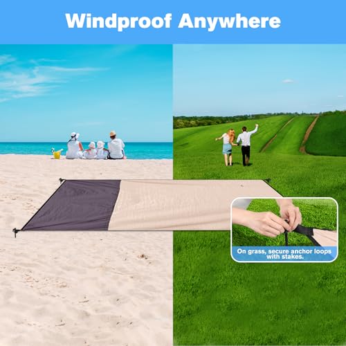 SKYREH Beach Blanket Waterproof Sandproof Large Beach Mat 79" X 87", Quick Drying Durable Portable Lightweight Outdoor Nyl...