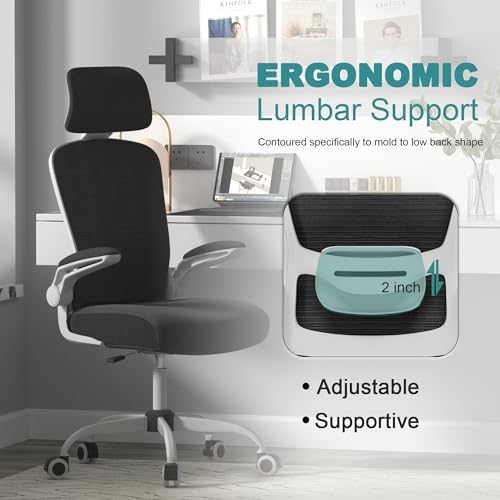 Mimoglad Office Chair, Comfy Desk Chair - High Back Ergonomic Computer Chair with Adjustable Lumbar Support & Headrest, Fl...