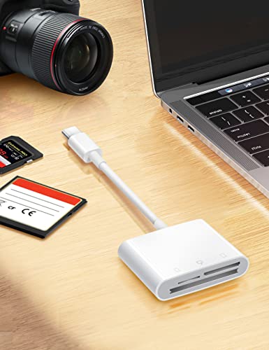 USB C SD Card Reader for iPhone 15/iPad/Mac, ChiaoPio USB C to SD CF, Type C Memory Card Adapter with Compact Flash/CF/SD/...
