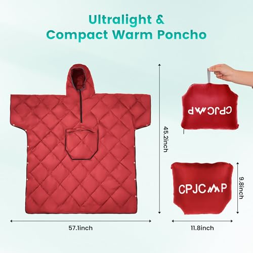 Wearable Camping Blanket Honcho Poncho - Stadium Blanket, Sleeping Bag for Adults, Packable Ultralight Warm & Waterproof f...