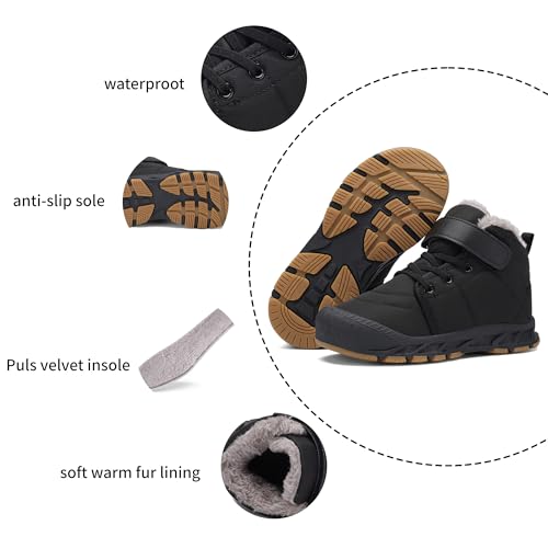 FANSITE Boys Snow Boots Winter Waterproof Slip Resistant Cold Weather Shoes（Little Kid/Big Kid