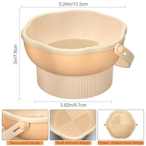 senbowe 3 in 1 Makeup Brush Cleaner Mat, Silicone Makeup Brush Cleaner Bowl Cosmetic Brushes Cleaning Pad Tool Organizer for Storage and Air Drying, Make Up Brush Washing Tool for Sponge