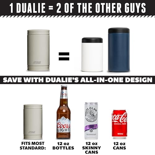 DUALIE 3 in 1 Insulated Can Cooler - 15+ Colors - Universal Size for 12 oz Cans, Slim Cans, and Bottles