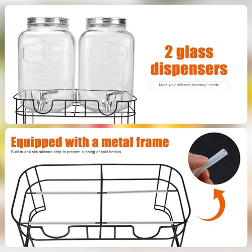 DD&HAPP Glass Drink Dispensers For Parties.1.2 Gallon Beverage Dispensers With Stand And Stainless Steel Spigot.Party Drin...