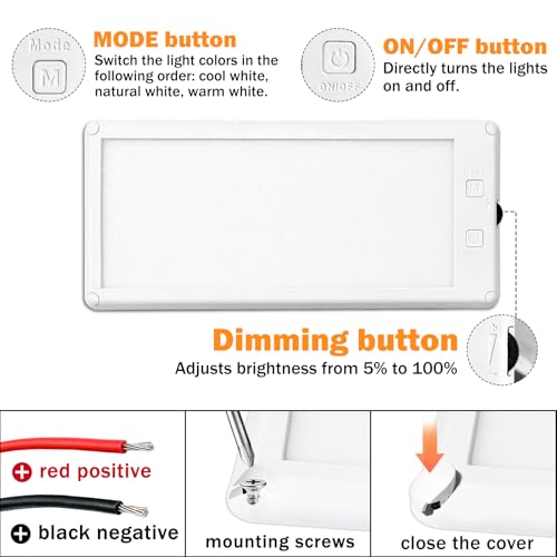 SFNN 8 Pack RV Lights Interior,3 Color RV LED Super Bright Fixture,12V RV Ceiling Dome Light with ON/Off Dimmable Switch E...