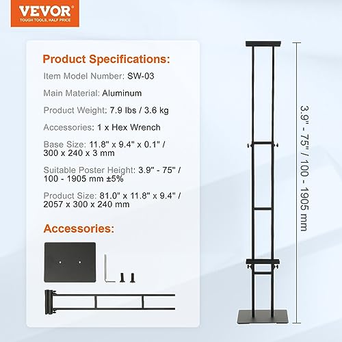 VEVOR Poster Stand, Adjustable Height Up to 75", Double-Sided Heavy Duty Pedestal Sign Holder, Floor Standing Sign Holder ...