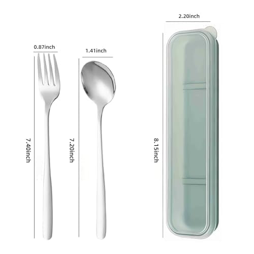 Stainless Steel Travel Utensils Set with Case Reusable Spoon Fork Portable Cutlery Set for Lunchbox Office Picnic Camping
