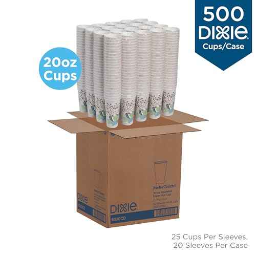 Dixie PerfecTouch 20 oz Paper Coffee Cups By GP PRO, Coffee Haze Design, 500 Count (25 Disposable Cups Per Sleeve, 20 Sleeves Per Case), 5320CD