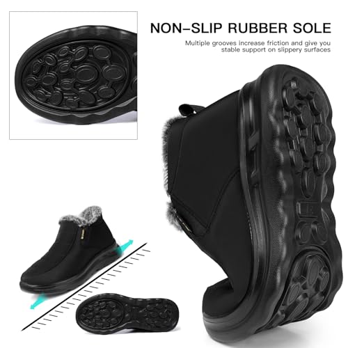 TEMOFON Womens Winter Snow Boots Warm Fur Lined Booties Waterproof Outdoor Shoes Comfortable Slip On Ankle Boot