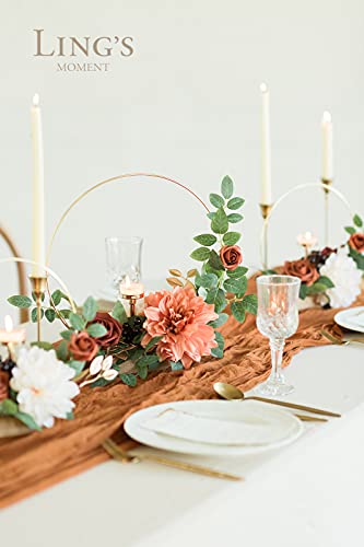 Ling's moment Candle Holder Hoop Terracotta Wreath Floral Centerpieces for Sweetheart Table, Head Table, Ceremony Receptio...