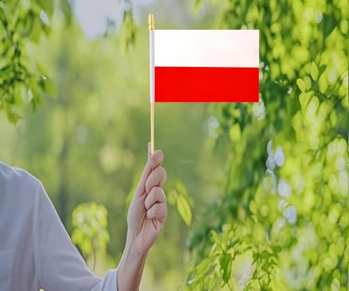 10 Pack Poland Flags -PL Handheld Flag- 5x8 in,Polish Mini Flag. Suitable For Party Decorations, Store Displays, Bar Decor...