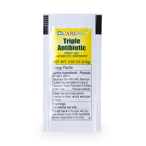 CareAll Triple Antibiotic Ointment (144 Pack), 0.9gr Foil Packet. First Aid Ointment That Prevents Infection in Minor Cut...