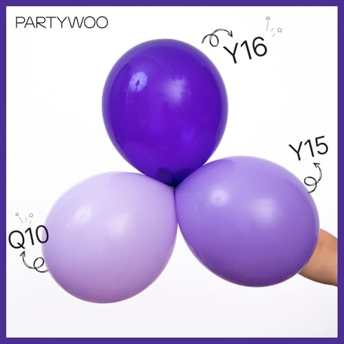 PartyWoo Purple Balloon Arch Kit Garland 140pcs Different Sizes of 18 12 10 5 Inch Dark Royal Light Pastel Metallic Purple...