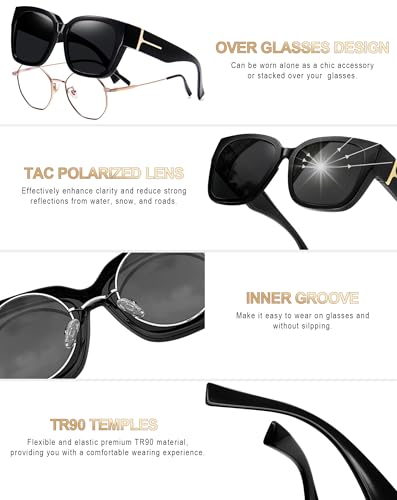 KANASTAL Oversized Over Glasses Sunglasses for Women Men Square Fit Over Polarized Sun Glasses UV400