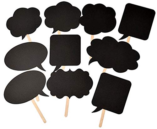 Photo Booth Props Kit,Writable Black Paper Card Board Photographing Props for Wedding Birthday Prom Party Favor(10pcs with...