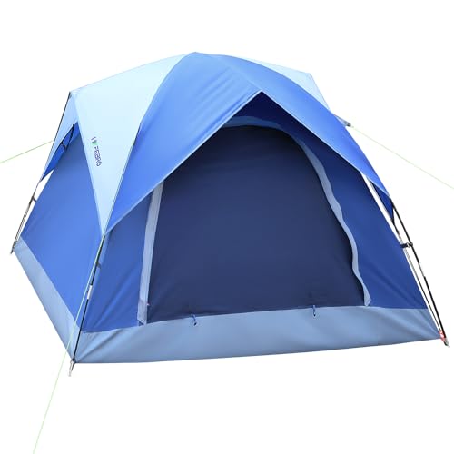 3 Person Tents for Camping, HIKERBRO Small Dome Tent with 2 Upgraded Doors & Half Mesh Ceiling, Waterproof 4 Person Campin...