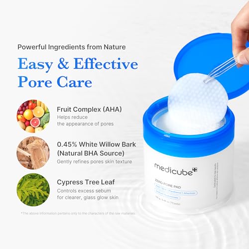 medicube Toner Pads Zero Pore Pad 2.0 | Dual-Textured Facial Pad for Exfoliation and Pore Care with 4.5% AHA Lactic Acid, ...