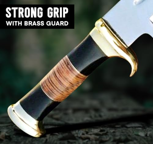 RISING CRAFTS 14" Crocodile Dundee Bowie Knife with Sheath-Hunting Knife with Sheath-Mirror Polished Survival Tactical Kni...