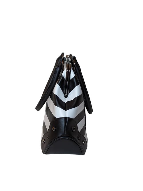Rock Rebel Edward Scissorhands Black & White Stripe Kisslock Bowler Bag