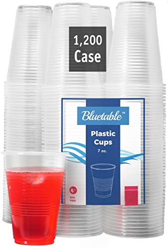 Plastic Cups Bulk Disposable Clear Cup 7 oz - (1200 Count) BPA-Free - Good For Cold Drinks, Party Cup, Water Cooler Dispen...