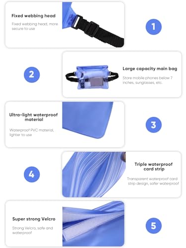 Waterproof Waist Pouch, Screen Touch Sensitive Waterproof Dry Bag with Adjustable Waist Strap, Keep Your Phone Dry for Swi...