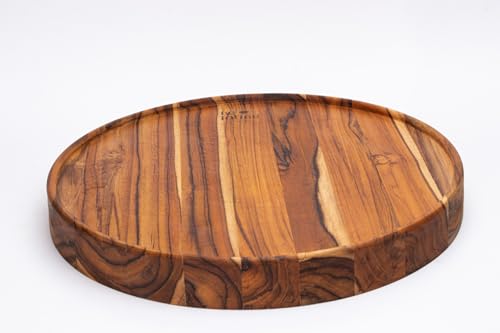 End Grain Rotating Serving Board – Premium Teak Charcuterie Board with Smooth 360° Rotation - Wooden Boards Ideal for Chee...