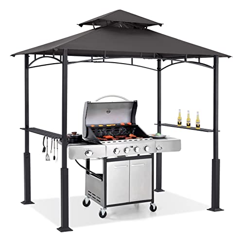 ABCCANOPY 8x5 Grill Gazebo - Outdoor BBQ Canopy Shelter with Led Light for Patio Backyard Grilling (Dark Gray)