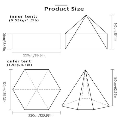 Camping Hot Tent with Wood Stove Jack Winter Teepee Tent 4 Season Backpacking Tent for Survival Hunting Military Fishing