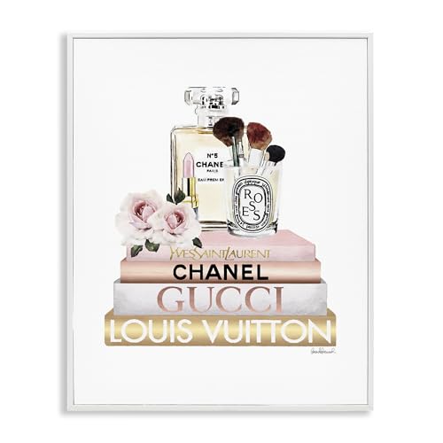 Stupell Industries Fashion Essentials with Iconic Glam Brands, Design by Amanda Greenwood White Framed Wall Art, 24x30