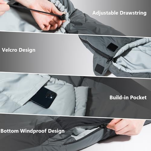 BISINNA Mummy Sleeping Bag for Adults 14-41℉ Cold Weather 3-4 Season Camping Sleeping Bags with Compression Sack for Backp...