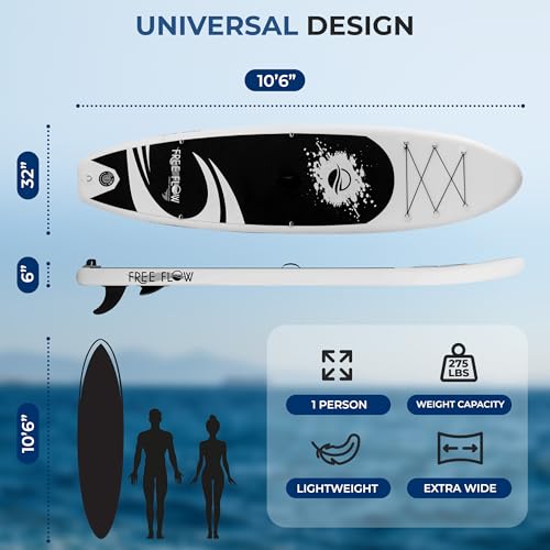 SereneLife Stand Up Inflatable Paddle Board with Premium SUP Accessories – Wide Stable Design with Non-Slip EVA Deck Pad f...