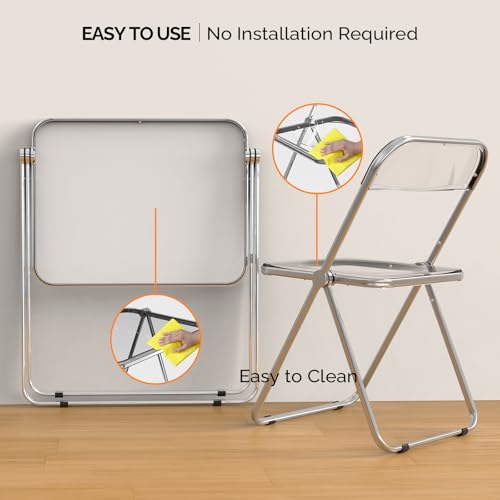 VINGLI Folding Acrylic Table and Chair Set Small TV Tray for Snack Dinner on Couch, Tiny Foldable Desk Writing Desk for Ho...