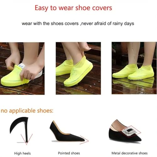 2Pairs Latex Rain Boots, Waterproof Shoe Covers, Reusable for Outdoor Rain Protection - WHITE