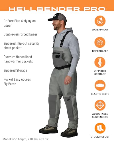 FROGG TOGGS Men's Hellbender Pro Waterproof Stockingfoot Fishing Chest Wader for Fishing