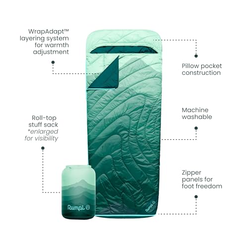 Rumpl Wrap Sack 20-Degree Sleeping Bag for Adaptable 3-Season Comfort